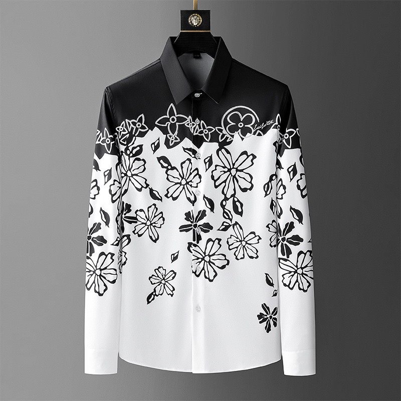 メンズ長袖シャツ,ヴィンテージ,フローラルプリント,社交クラ - Men Formal Wear Shirts のレビューと価格