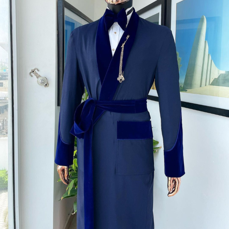 メンズテーラーメイドロイヤルブルースーツ、ベルト付きロングジ - Men Formal Wear For Wedding のレビューと価格