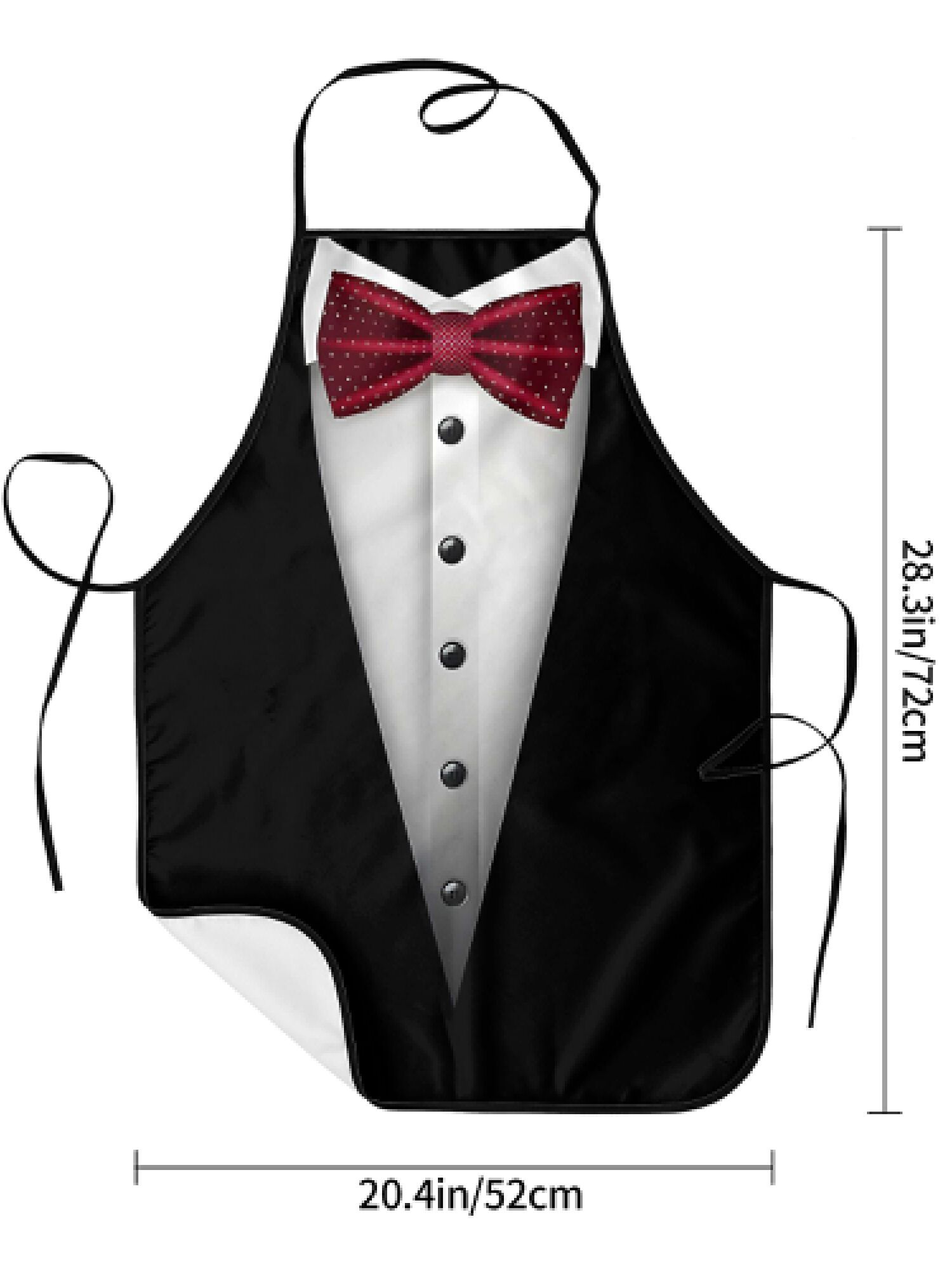 タキシードエプロン赤い蝶ネクタイキッチン調理ベーキングギフト - Men Formal Wear Black And White のレビューと価格